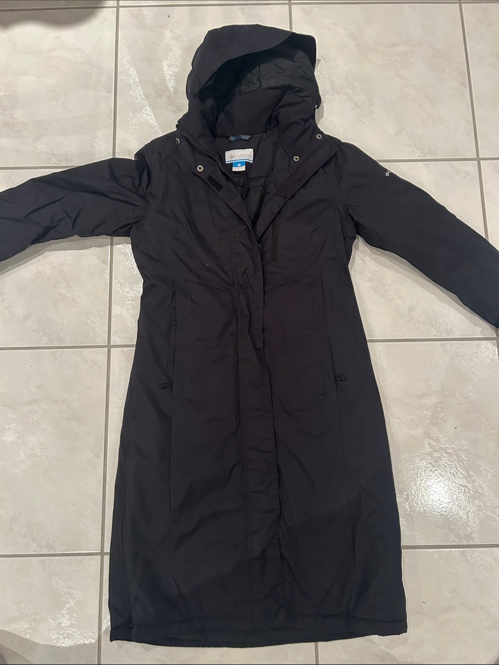 Columbia Black Hooded Trench Coat